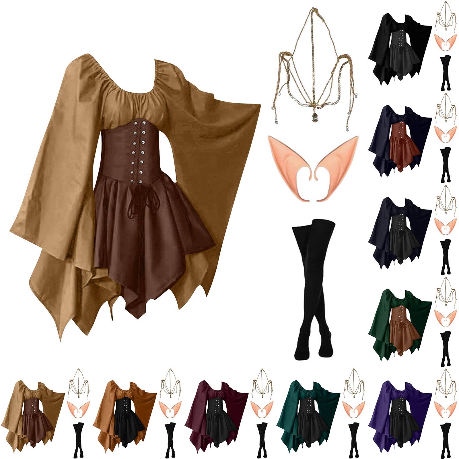 Elf Costume Christmas - Halloween Cosplay Paleis Victoria Middeleeuwse Vintage