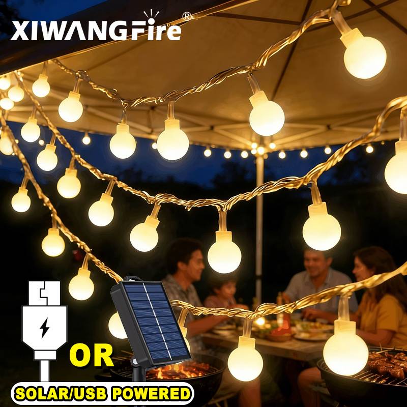 Christmas Lights Outdoor - 3-10M Solar/USB/Batterij Lichtslingers, Fairy Globe Ball