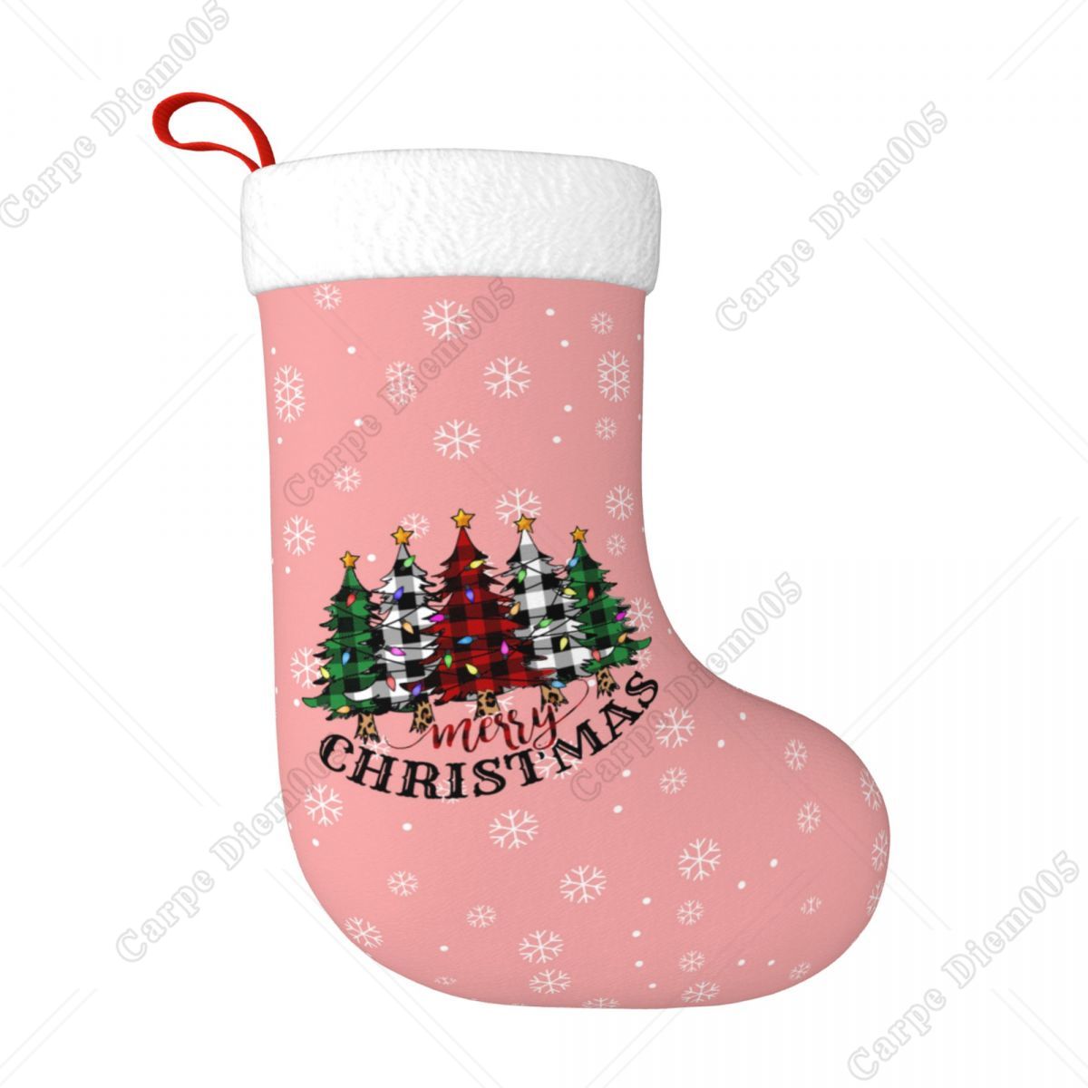 Christmas Stocking Hanging - Roze sneeuwvlokken kerstbomen kous grote kerstkousen
