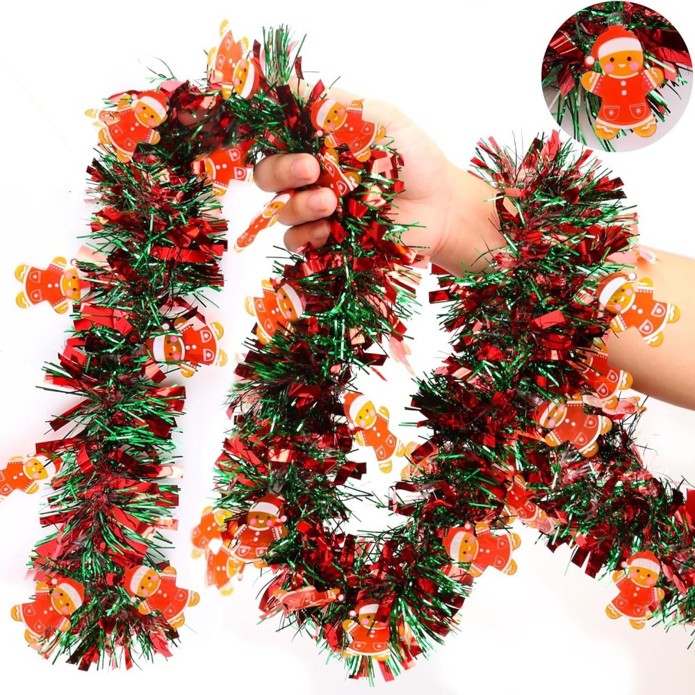 Tinsel Garland Decoration - Kerstglinstergordijn rood groen folie franje met