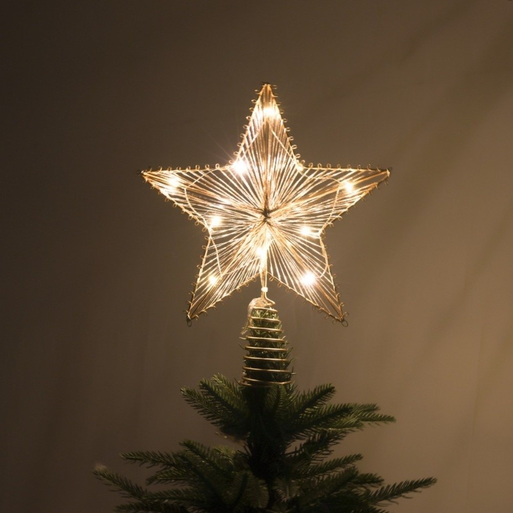 Star Tree Topper - 3D Glitter Ster Kerstbomen Topper Ijzer
