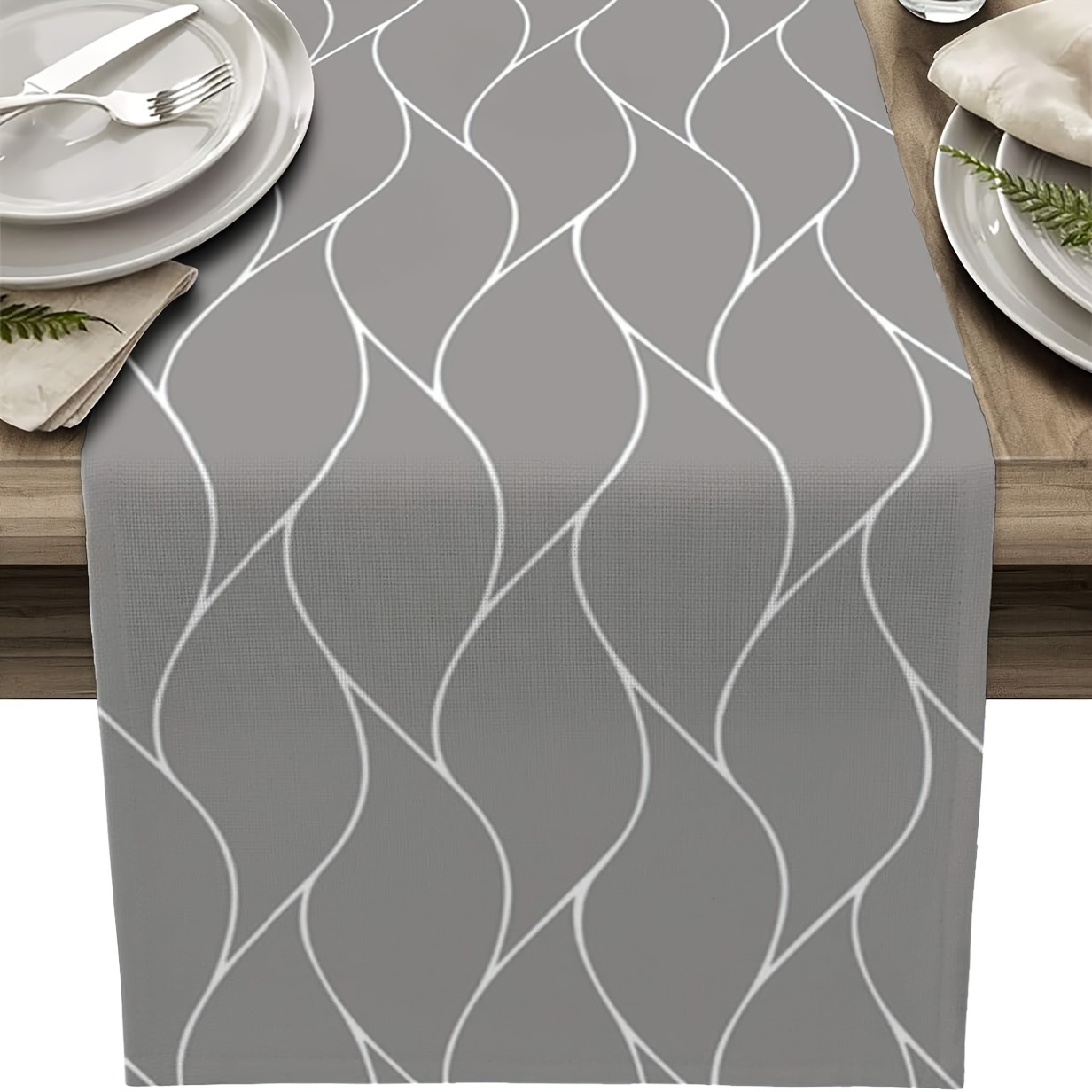 Christmas Table Runner - 1pc Grijs Tafelloper Eettafel Decoratie Binnen