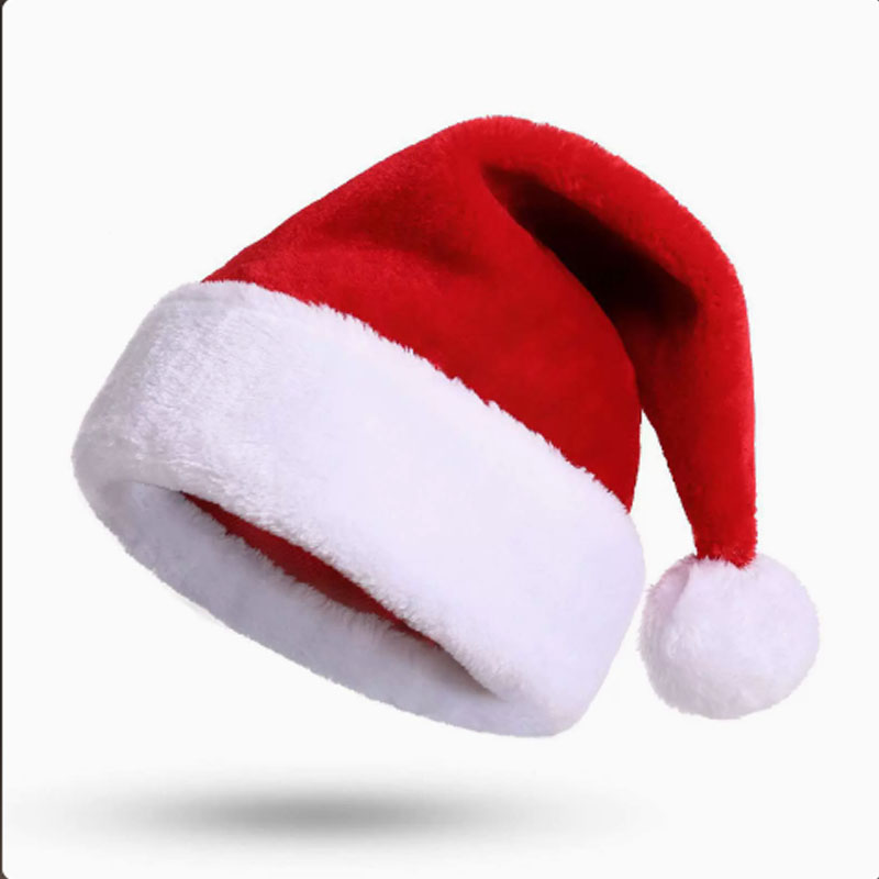 Santa Hat Plush - Kerstmuts van pluche, lang, rood, voor