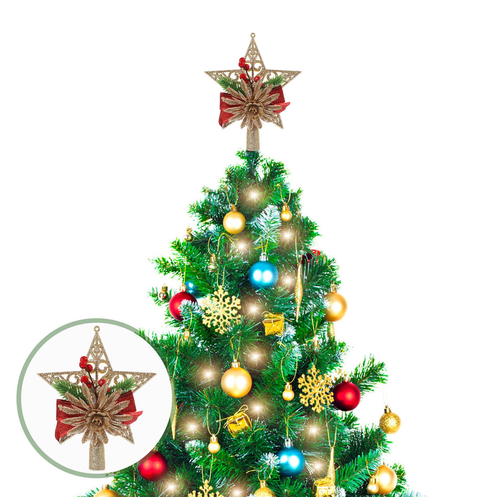 Star Tree Topper - 1 stuk Kerstboomtopper Prachtige vijfpuntige sterversiering