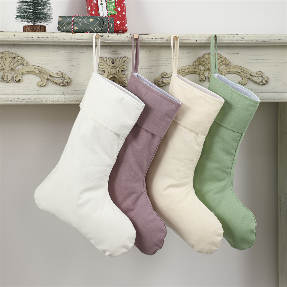 Christmas Stocking Hanging - Linnen Kerstsok Kerstmis Natuurlijke Effen Sokken