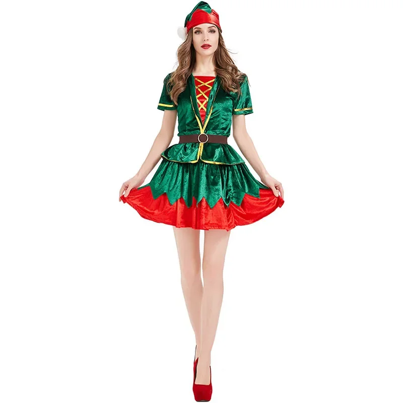 Elf Costume Christmas - Vrouwen Kerst Groene Elf Kostuum Kerstman