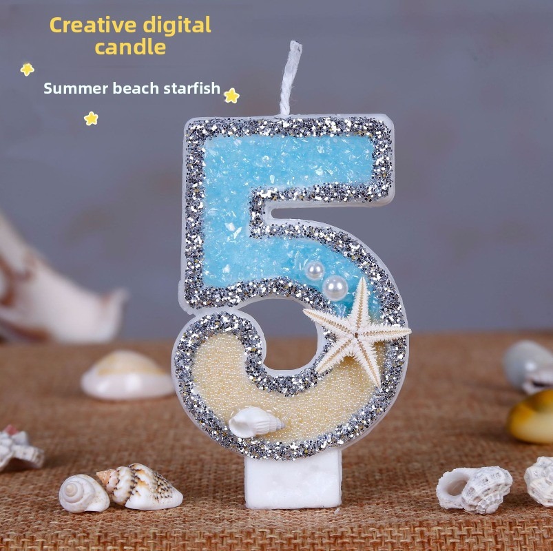Holiday Candle Set - Strandzeester Nummer Verjaardagskaarsen 0-9 Zomer Oceaan