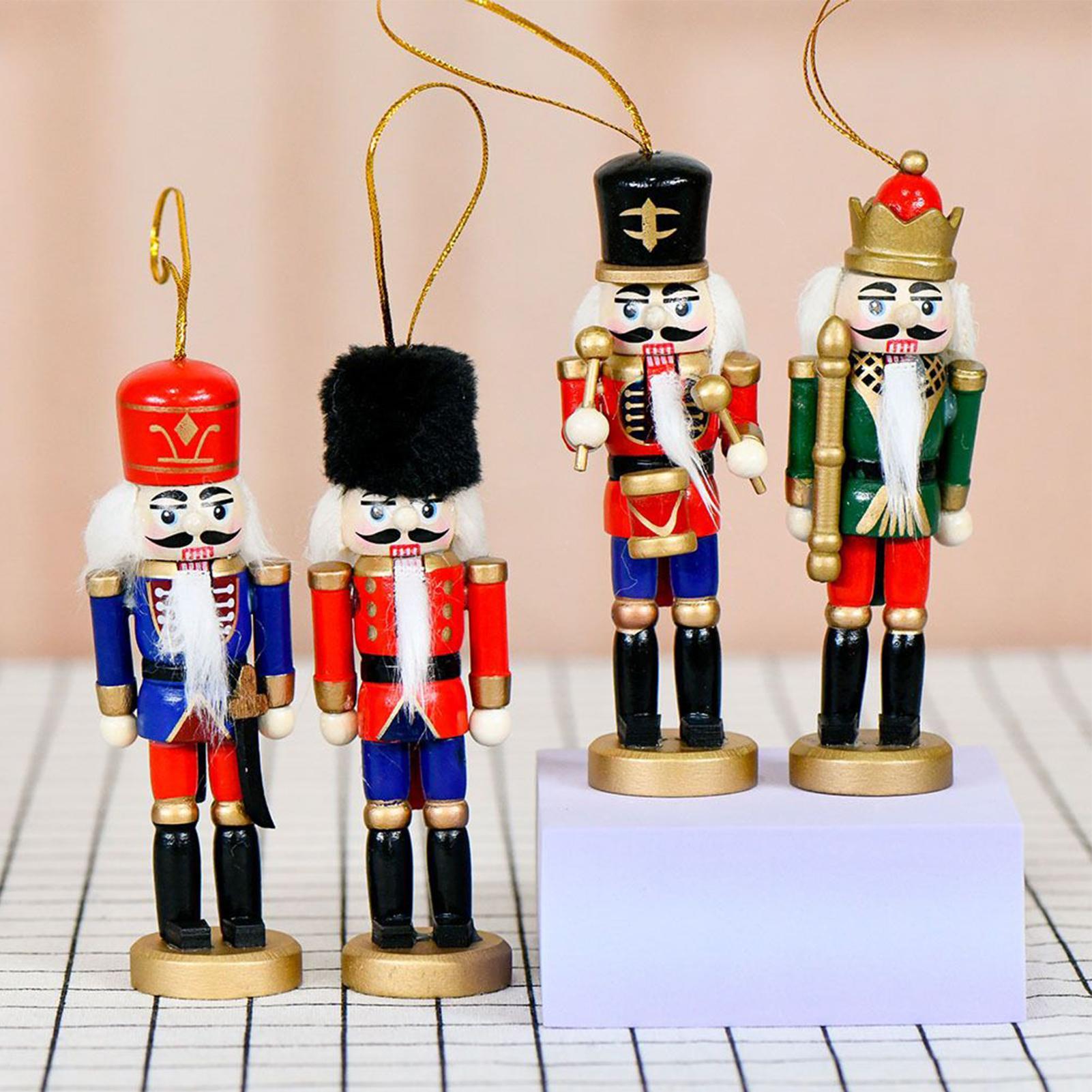 Nutcracker Figurine - Notenkraker Kerstversiering Houten Notenkraker Soldaat 4-delige