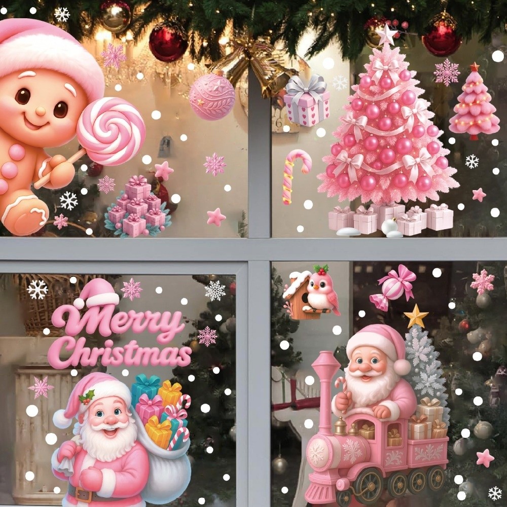 Snowflake Window Decal - Verwijderbare PVC raamstickers Sneeuwvlok Kerstman Kerststickers