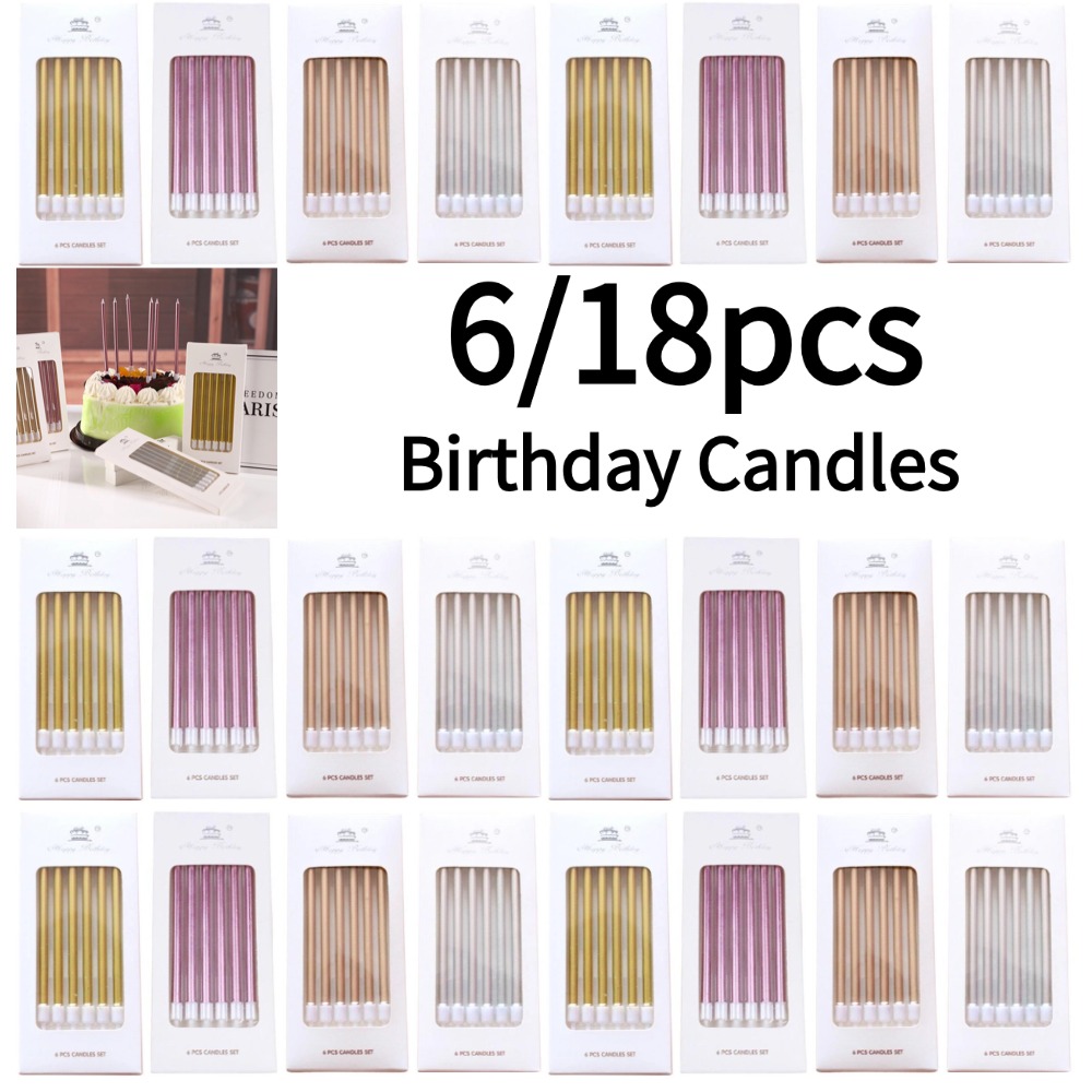 Holiday Candle Set - 6/18 stks Metaal Goud Zilver Verjaardag