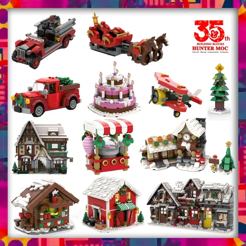 Advent Calendar Gift - Kerstmis 2023 winterdorp kersthuizen blok bouwen