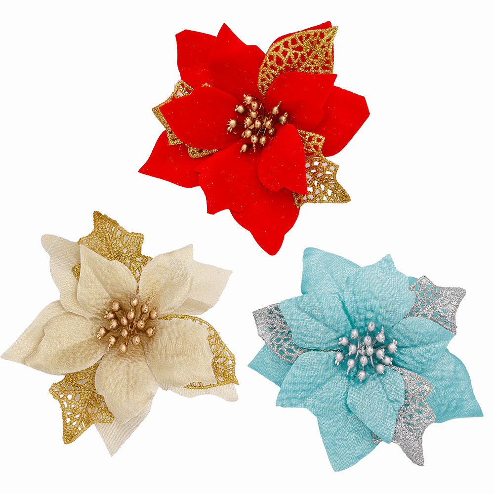 Christmas Wreath Fake - 10 stuks glitter kunstbloem nep bloem