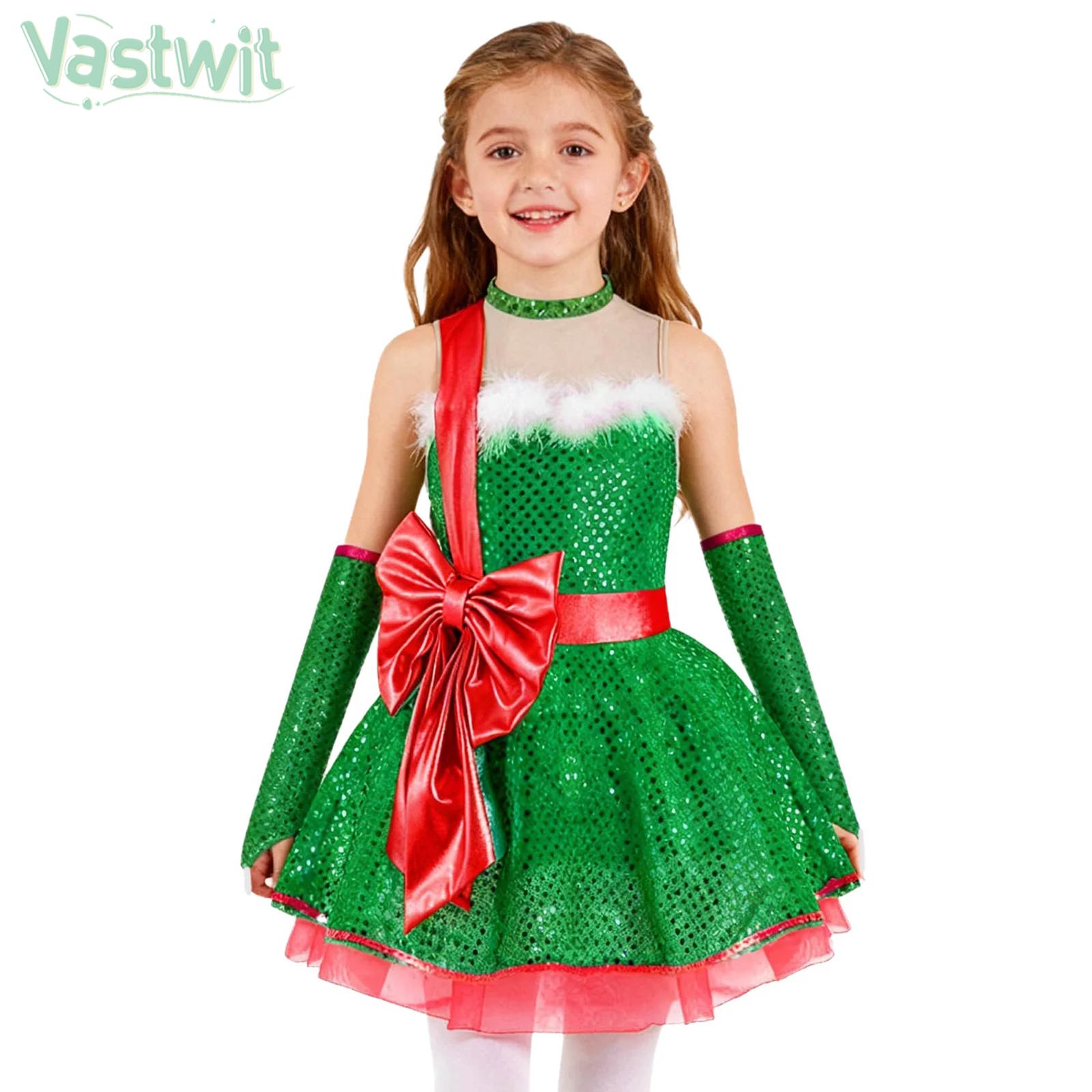 Elf Costume Christmas - Tienermeisjes Kerst Mouwloos Candy Cane Gestreept