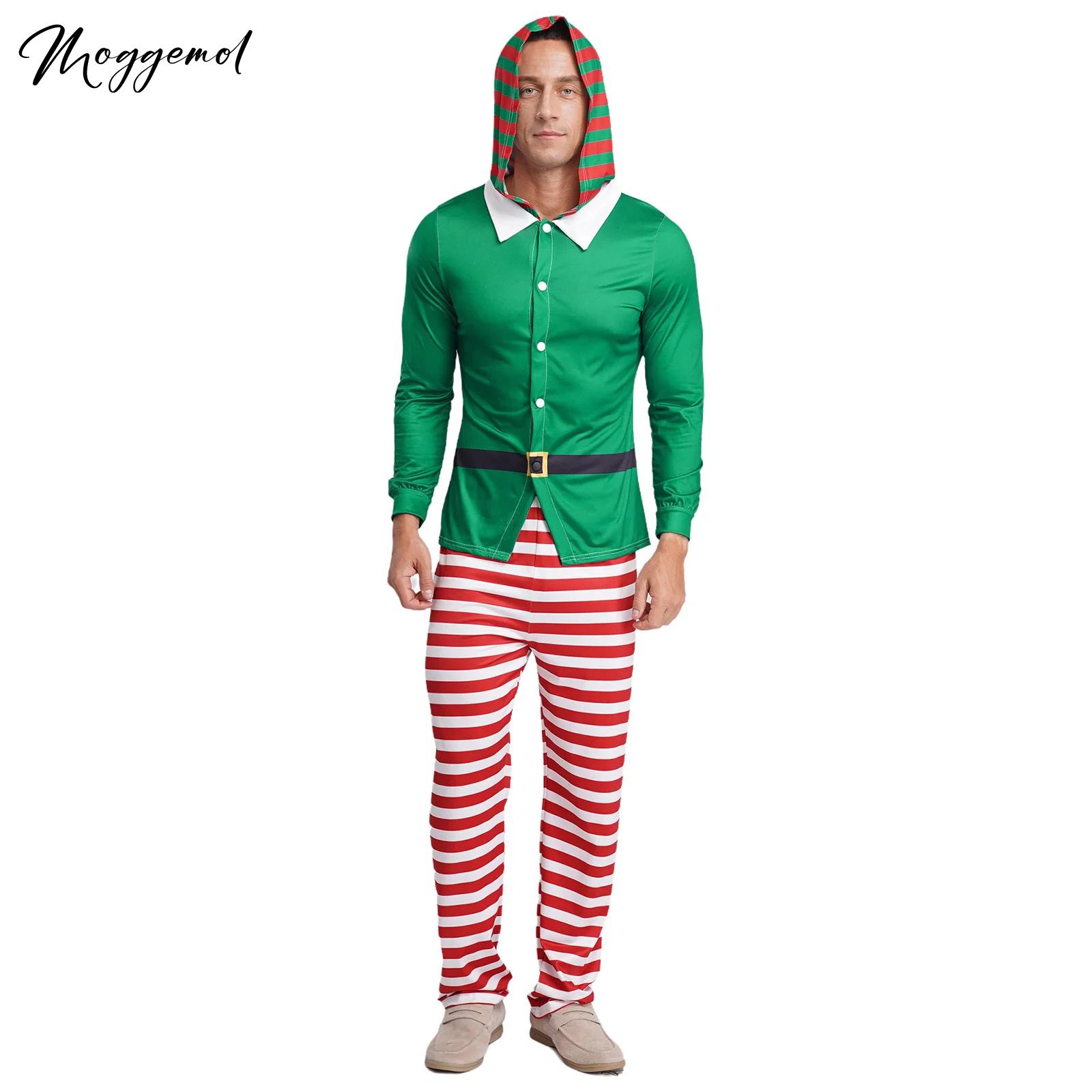 Elf Costume Christmas - Heren kerstelf pyjama partij cosplay kostuum