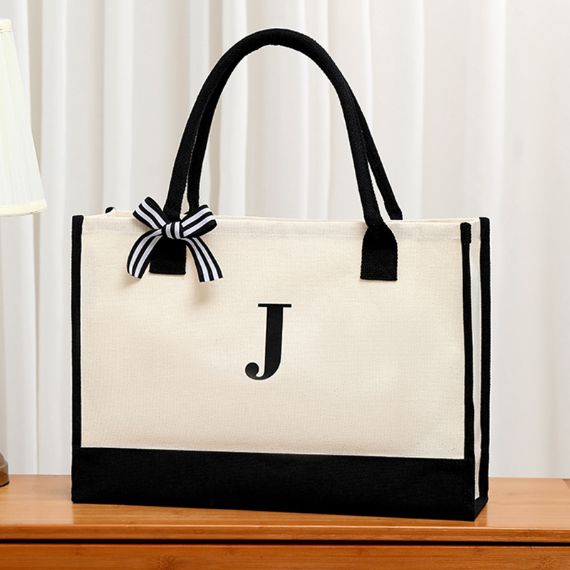 Ribbon Bow Gift - Eenvoudige canvas draagtas met letter voor