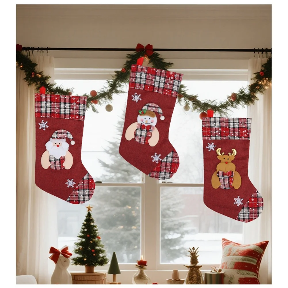 Christmas Stocking Hanging - 1 stks Kerstsok Aanwezig Tas Stof