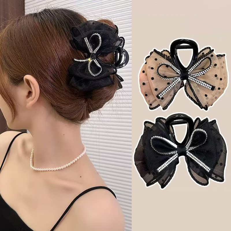 Ribbon Bow Gift - Nieuwe elegante mesh strik haarclips dames