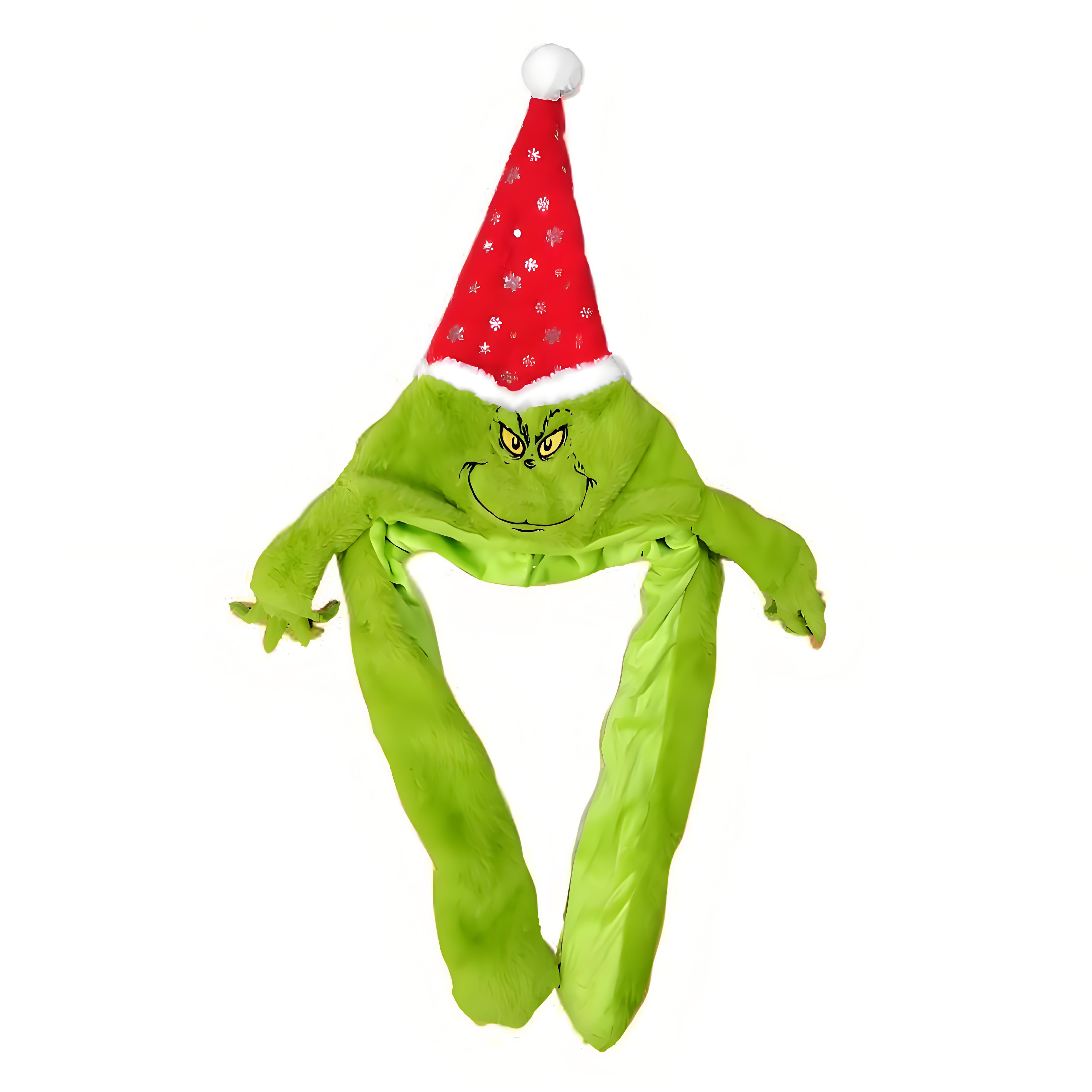 Santa Hat Plush - Pluche Grincese Hoed Cap Sjaal Kerstmis