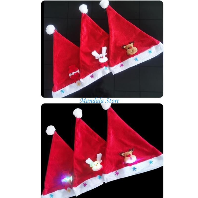 Santa Hat Plush - U2JC Kerstmuts Volwassen LED Gloeiende Kerstmuts