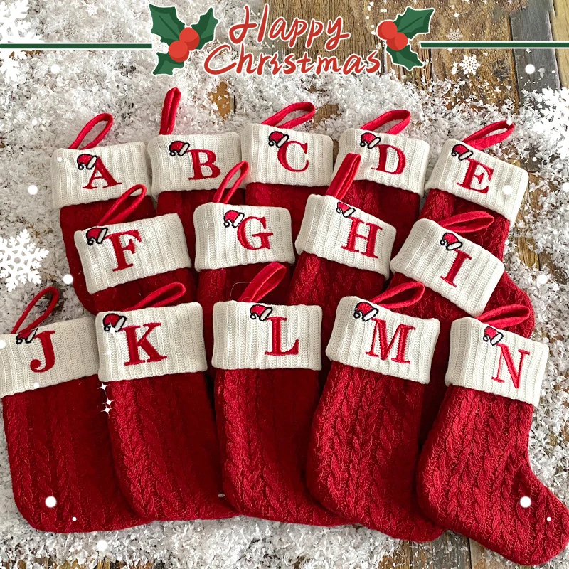 Christmas Stocking Hanging - Kerstdecoratie 2025, decoratieve letters, kerstlaarzen, kous,