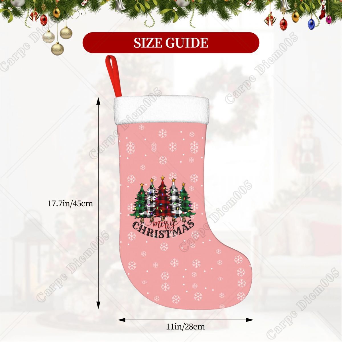 Roze sneeuwvlokken kerstbomen  - Christmas Stocking Hanging recensie en prijs