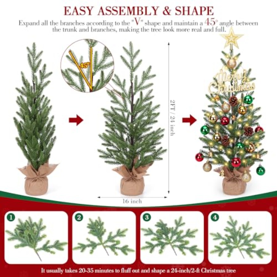 2FT Mini Kerstboom, Tafelkerst - Christmas Tree Artificial recensie en prijs