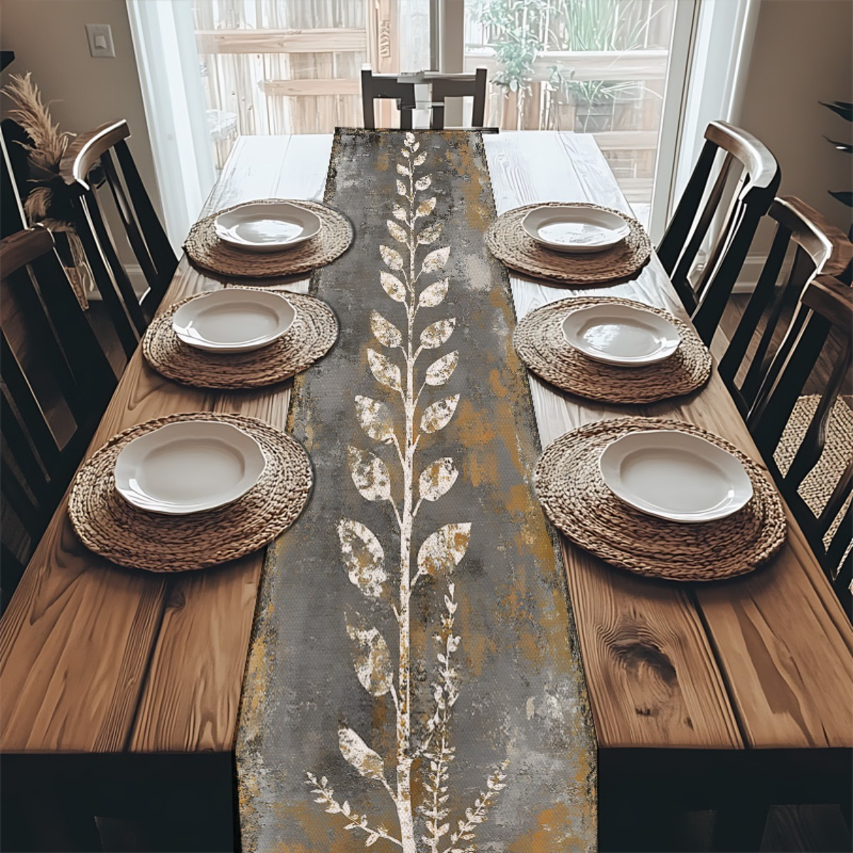 Vintage grijs-witte bladeren t - Christmas Table Runner recensie en prijs