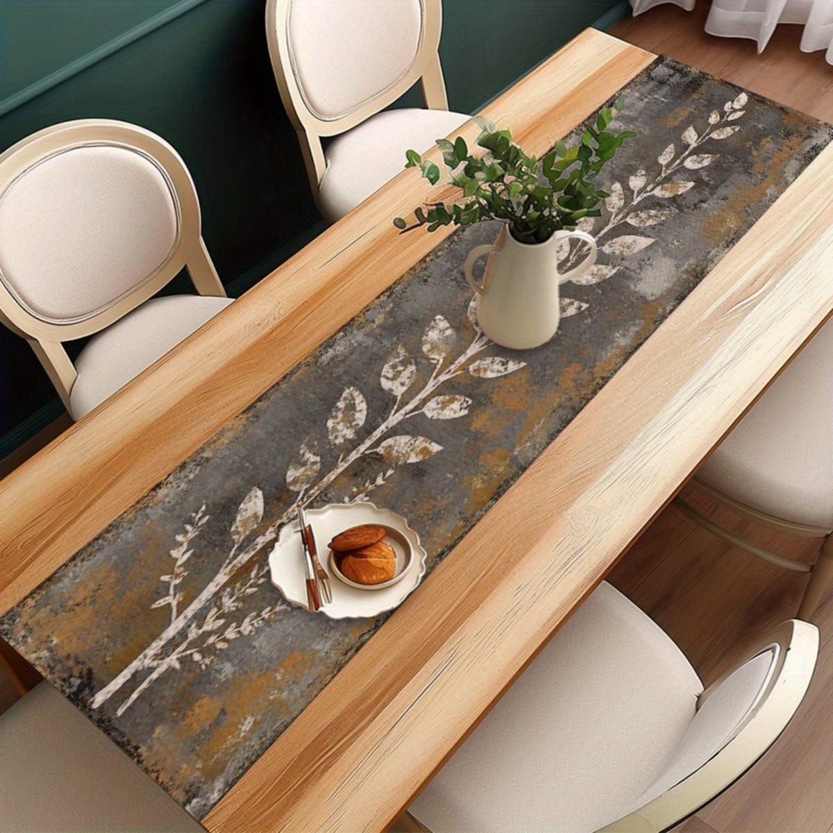 Vintage grijs-witte bladeren t - Christmas Table Runner recensie en prijs