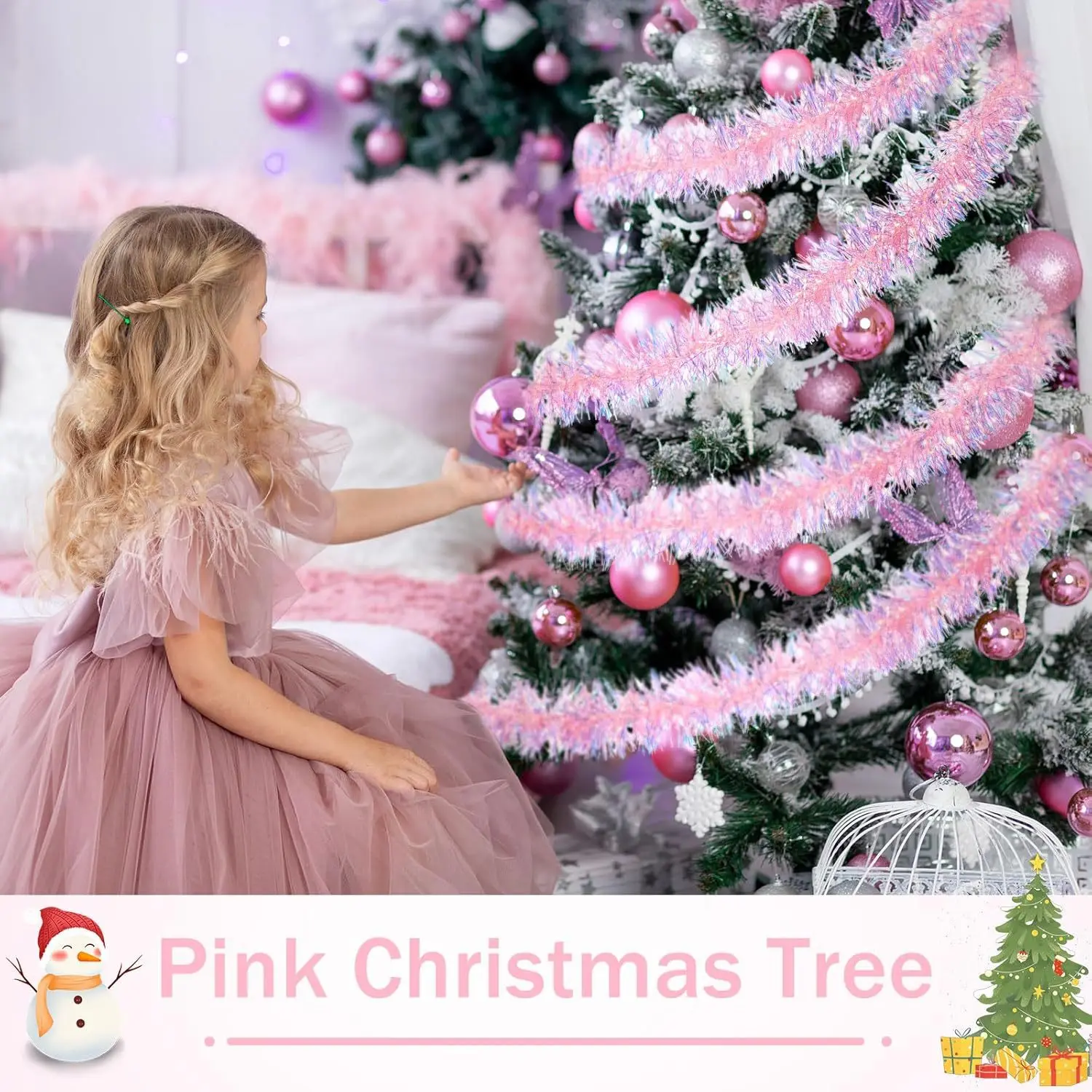 1-10 STKS Roze Klatergoud Garl - Tinsel Garland Decoration recensie en prijs