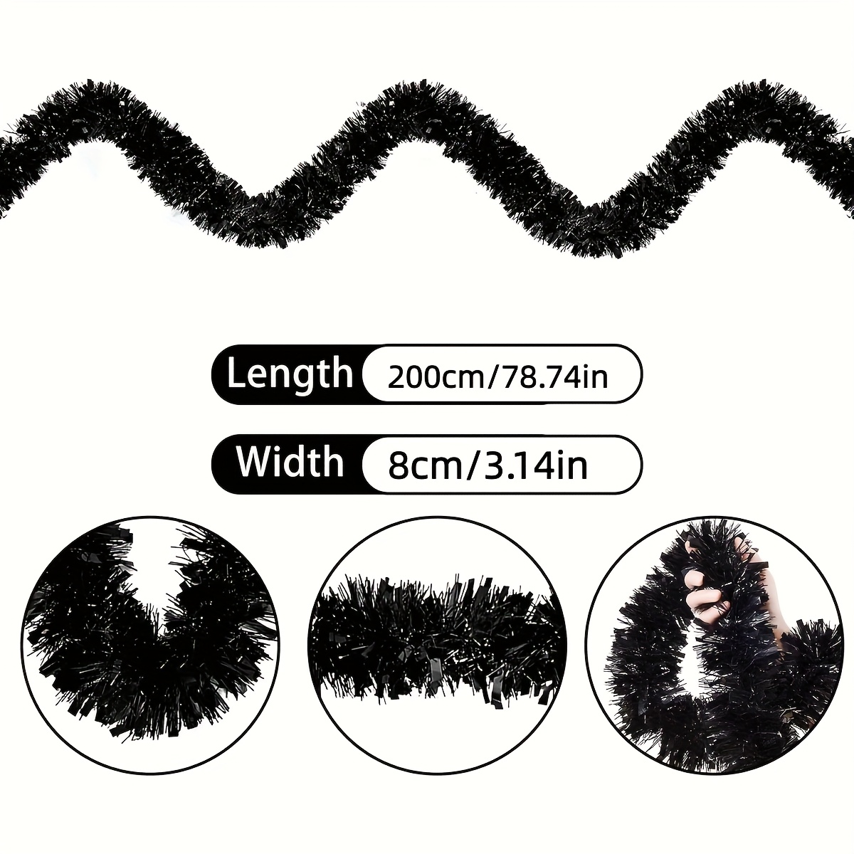 1 stuk zwart tinsel guirlande  - Tinsel Garland Decoration recensie en prijs