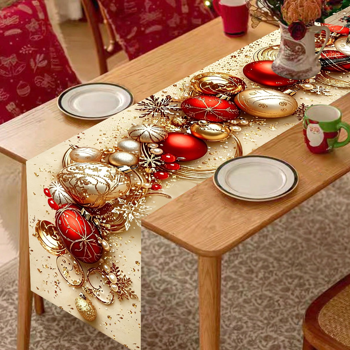 Retro Kersttafelkleed Kerstbal - Christmas Table Runner recensie en prijs