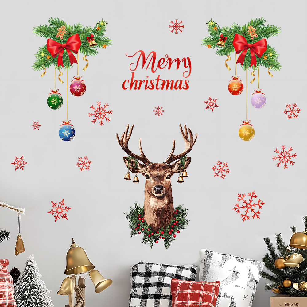 Kerst Sneeuwvlok Herten Hoofd  - Snowflake Window Decal recensie en prijs