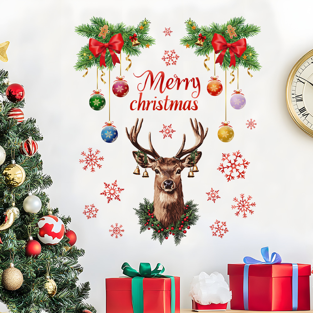 Kerst Sneeuwvlok Herten Hoofd  - Snowflake Window Decal recensie en prijs