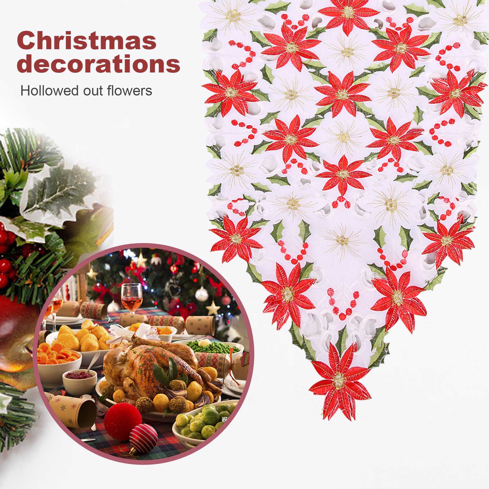 Kerst geborduurde tafelloper,  - Christmas Table Runner recensie en prijs